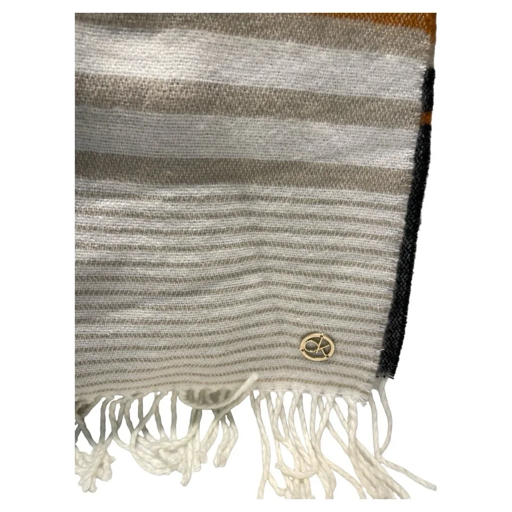 Calvin Klein Women's Wide Scarf Multi Color With Fringe MSRP $58.00